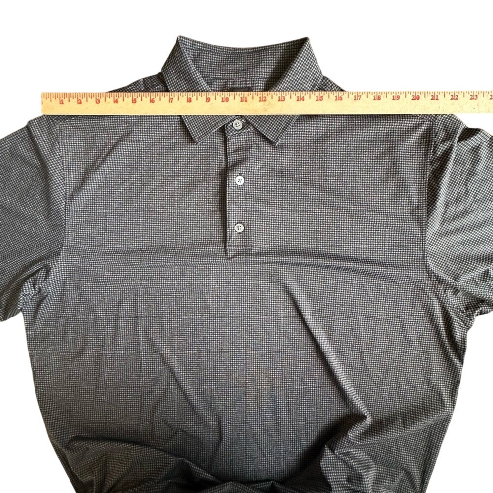 Footjoy Polo Men's Extra Large Gray & Black Golf Houndstooth Short Sleeve Shirt - Picture 7 of 10